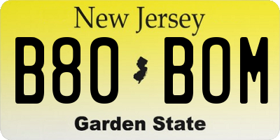 NJ license plate B80BOM