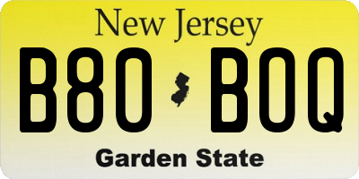 NJ license plate B80BOQ