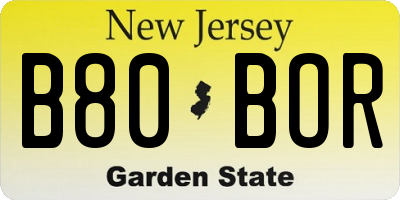 NJ license plate B80BOR