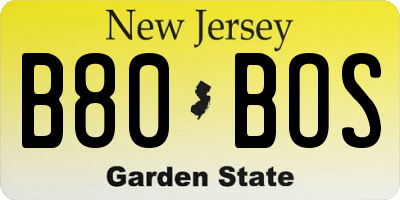 NJ license plate B80BOS