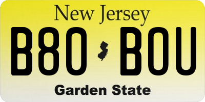 NJ license plate B80BOU