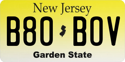 NJ license plate B80BOV