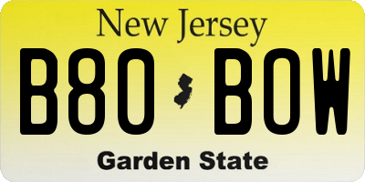 NJ license plate B80BOW