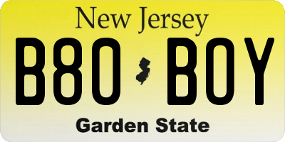 NJ license plate B80BOY