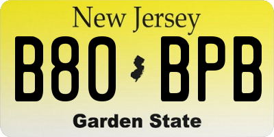 NJ license plate B80BPB
