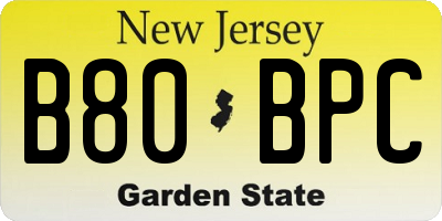 NJ license plate B80BPC
