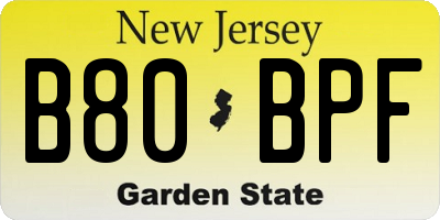 NJ license plate B80BPF