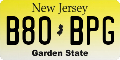 NJ license plate B80BPG
