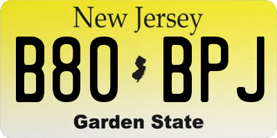 NJ license plate B80BPJ