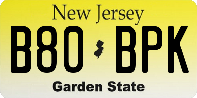 NJ license plate B80BPK