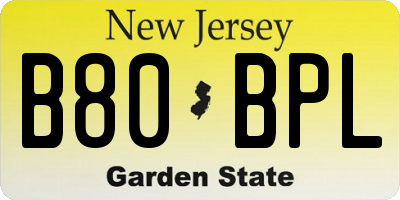 NJ license plate B80BPL