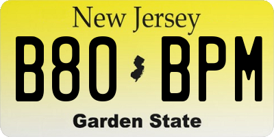 NJ license plate B80BPM