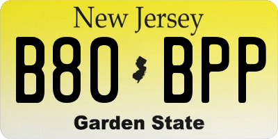 NJ license plate B80BPP