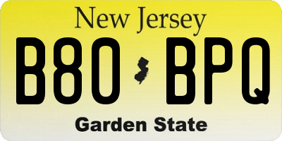 NJ license plate B80BPQ