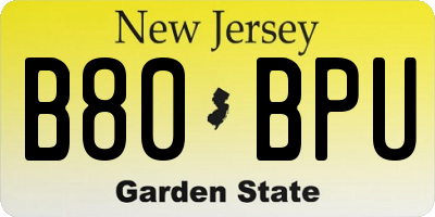 NJ license plate B80BPU