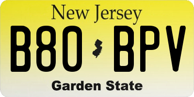NJ license plate B80BPV