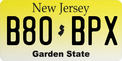 NJ license plate B80BPX