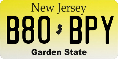 NJ license plate B80BPY