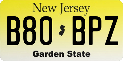 NJ license plate B80BPZ