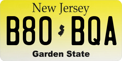 NJ license plate B80BQA