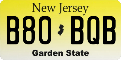 NJ license plate B80BQB