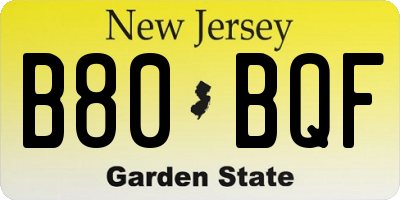 NJ license plate B80BQF
