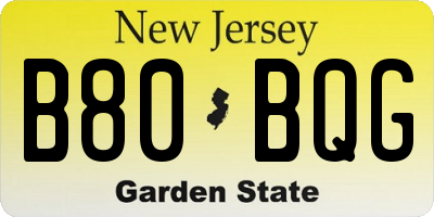 NJ license plate B80BQG