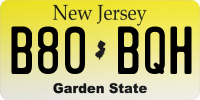 NJ license plate B80BQH