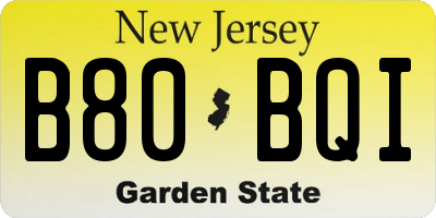 NJ license plate B80BQI