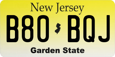 NJ license plate B80BQJ