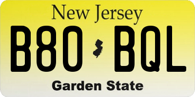 NJ license plate B80BQL