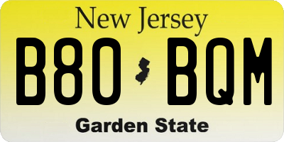 NJ license plate B80BQM