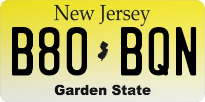 NJ license plate B80BQN