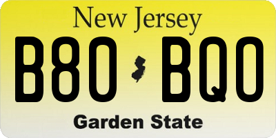NJ license plate B80BQO