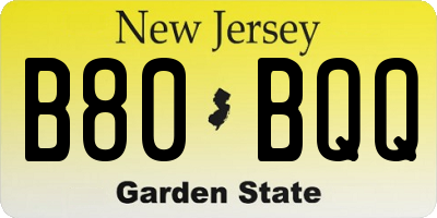 NJ license plate B80BQQ