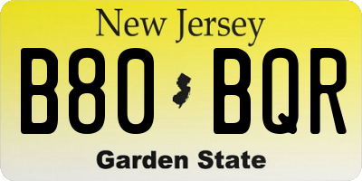 NJ license plate B80BQR