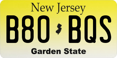 NJ license plate B80BQS