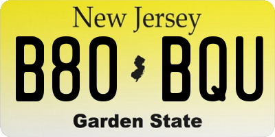 NJ license plate B80BQU