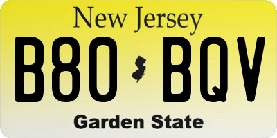 NJ license plate B80BQV