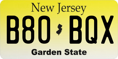 NJ license plate B80BQX