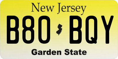 NJ license plate B80BQY