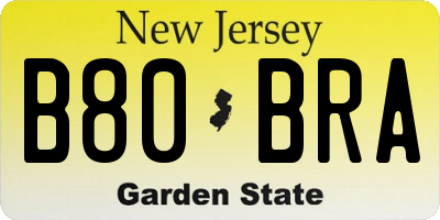 NJ license plate B80BRA