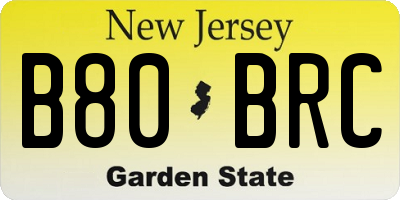 NJ license plate B80BRC