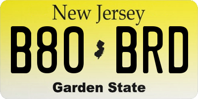 NJ license plate B80BRD