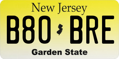 NJ license plate B80BRE