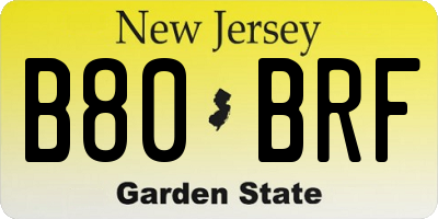 NJ license plate B80BRF