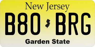 NJ license plate B80BRG
