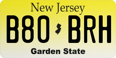 NJ license plate B80BRH