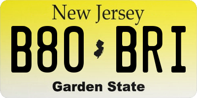 NJ license plate B80BRI