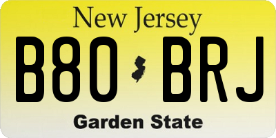 NJ license plate B80BRJ